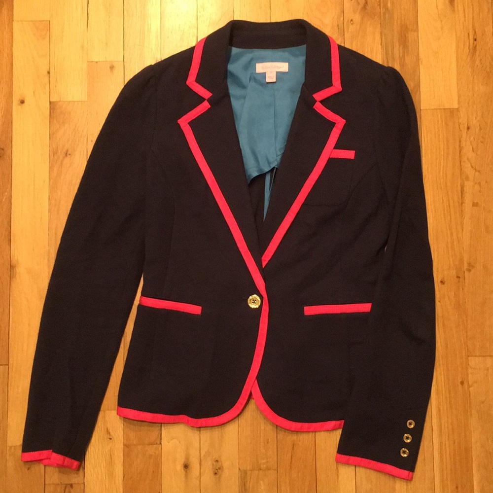 Lilly Pulitzer navy jacket with pink piping